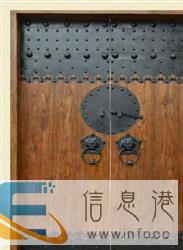 中式实木大门对开门茶楼门农村围墙榆木门单开门定做