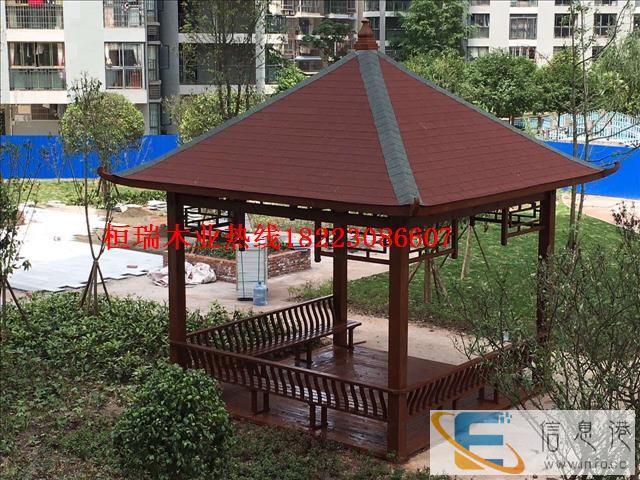 内江防腐木景观亭子价格 屋顶花园实木凉亭制作安装
