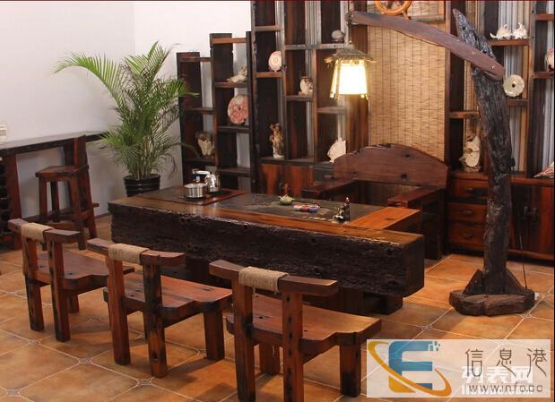 安庆老船木实木家具批发简约现代功夫茶台室内户外茶桌