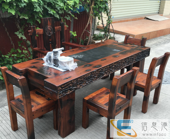 安庆市老船木茶桌椅子仿古茶台实木沙发茶几餐桌办公桌家具博古架