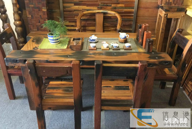 攀枝花市老船木茶桌椅子仿古茶台实木沙发茶几餐桌办公桌家具案台