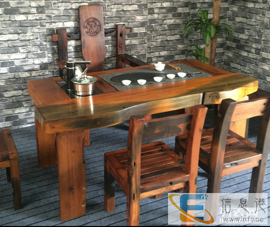 商洛市老船木茶桌椅子仿古茶台实木沙发茶几餐桌办公桌家具博古架