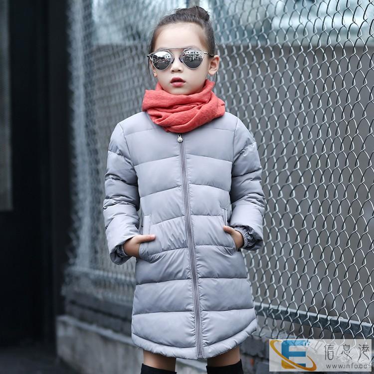 新款女童长款羽绒服90绒儿童加厚外套新款中大童装